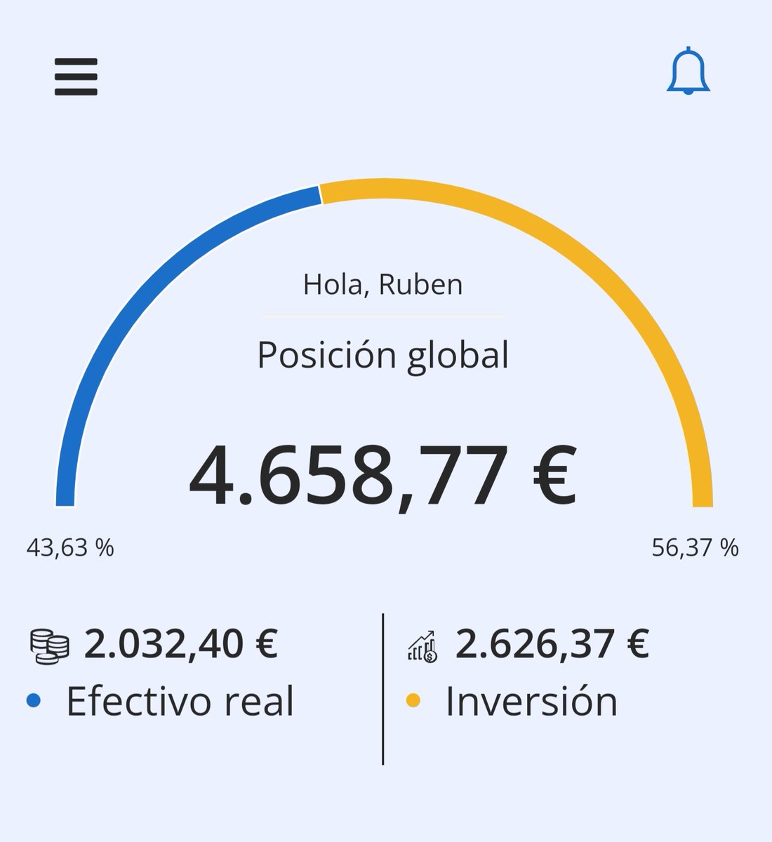 ¡Buenos días!

Tengo 2.000€ disponibles para invertir.

Como sabéis, soy un inversor novato.

¿Qué me recomendáis?

1️⃣ Ampliar mi inversión en fondos indexados.

2️⃣ Comprar acciones USA  con dividendo.

3️⃣ Comprar acciones IBEX35 con dividendo.

4️⃣ Cuenta Remunerada.

#inversion