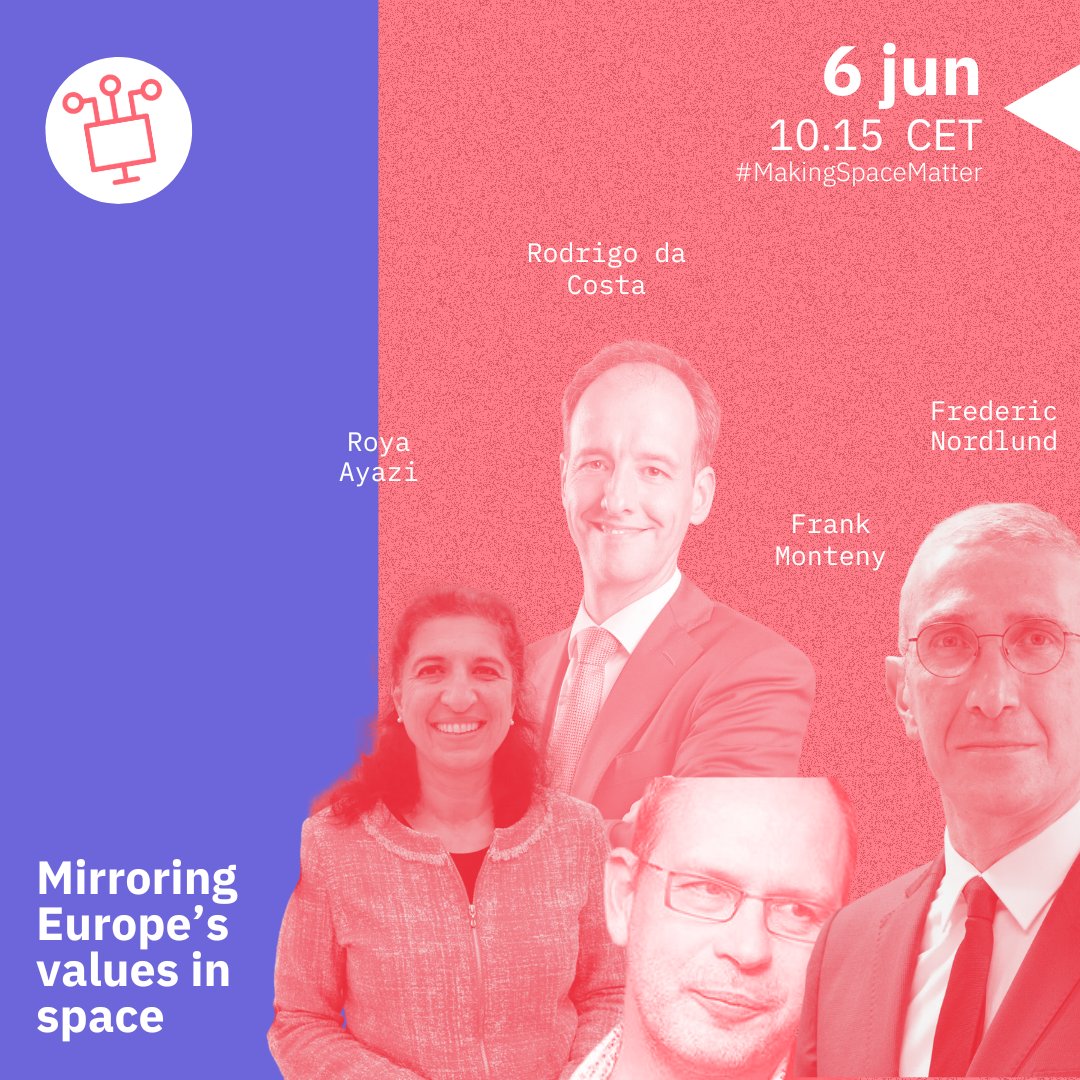 FriendsofEurope's tweet photo. 🌌 If there are such things as models of approaches to #space, what should be Europe’s model?

We start the first session of the #MakingSpaceMatter summit with: 

🎙️ Roya Ayazi, @NEREUSaisbl
🎙️ @rroquecosta, @EU4Space
🎙️ Frank Monteny, @belspo
🎙️ Frederic Nordlund, @esa

↪️ https://t.co/km47YLbAXB