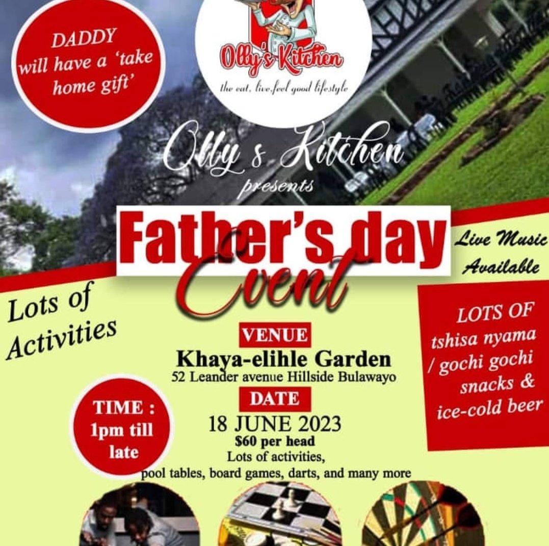 Father's Day is around the corner, here are some ideas for a special treat!
#FathersDay
#Shanya
#Vakatsha 
#VisitZimbabwe 
#AWorldofWonders
#ZimBho👍