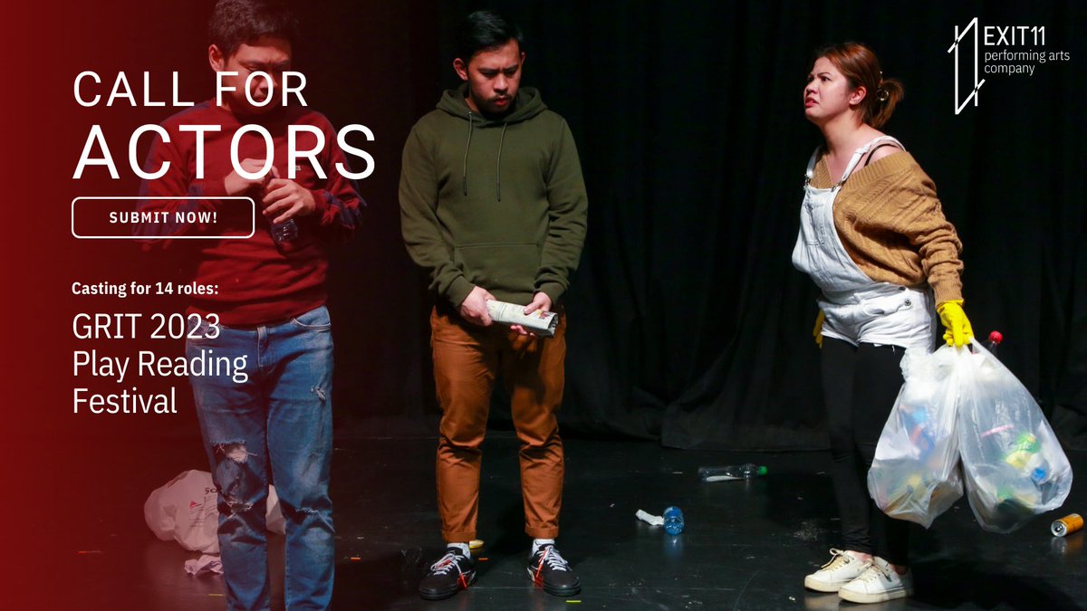Exit11Arts's tweet photo. Open Call for Actors - Deadline extended to June 11

We are looking for 14 actors available to rehearse online over a two-week period, culminating in a public performance. Be a part of the plays developed by GRIT 2023

https://t.co/g0vp2hAiQQ https://t.co/qcysMWn32i