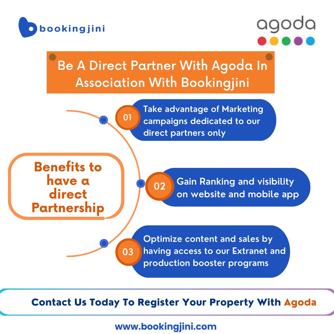 bookingjini's tweet image. "Seize the opportunity to become a direct partner with Agoda, in association with BookingJini. Unlock a world of possibilities for your hotel!"
.
#bookingjini #agoda #directpartner #hotel #resorts #ibookingengine