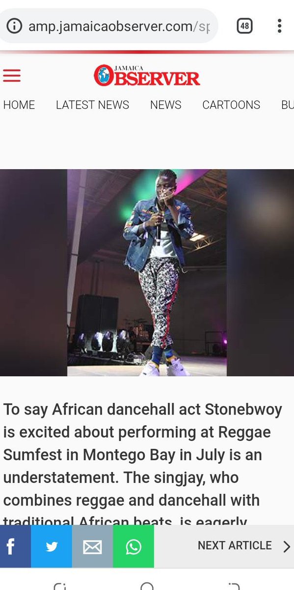 StonebwoyMuseum's tweet photo. Before his performance, @stonebwoyb was featured in Jamaica Star Newspaper. Right after he performed as the first Ghanaian and Second African on the Reggae Sumfest stage in 2018, he again was featured in Jamaica Observer Newspaper. Two of the top Jamaican Daily Newspapers. https://t.co/DRBQFe5ej4
