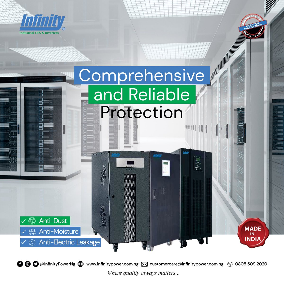 A total protection for you and your appliances ✨✨✨✨

📞: 080 5509 2020
📧: customercare@infinitypower.com.ng

With #InfinityPower, Quality Always Matters 💪🏼 🔋 🪫

#InfinityPowerNigeria

#InfinityPower #Inverter #Batteries #battery #sustainableenergy #power #Lagos #nigeria