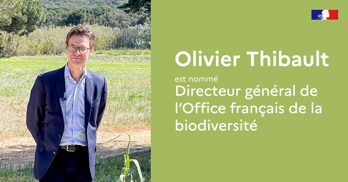 🇫🇷 Nommé par décret du Président de la République en date du 5 juin 2023, Olivier Thibault devient directeur général de l’Office français de la biodiversité

👉 + d'infos : ofb.gouv.fr/actualites/oli…

#MaBiodiversité