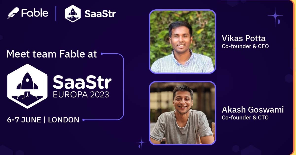sharefable's tweet image. We’re at #SaaStrEuropa!

Our CEO, @VikasPotta, and CTO, Akash Goswami, are all geared up to see you!

Get ready for a mind-blowing event filled with workshops, networking, and all things SaaS-tastic! 🌟 

@jasonlk, so thrilled!

#ShareFable #SaaStr #SaaS