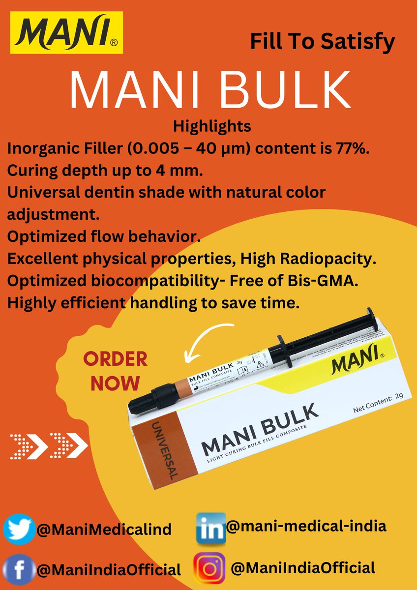 ManiMedicalInd's tweet photo. 🧑‍🚀Bulk the Hulk📷
📣Mani Bulk 📷 🧲
🫵RESTORATIVE PRODUCTS 📷 🏃
👀"The Best Quality In the World, To The World." 💯
#manimedicalindia  #dentalcare #madeingermany #endodontist #manibulk #manihulk #dentistry https://t.co/nORfejNAOP