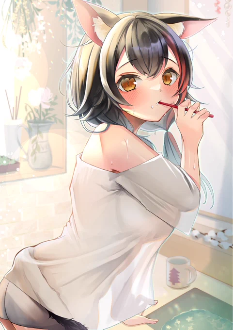 「むぐ…おはむぉ～ん……」 #みおーん絵