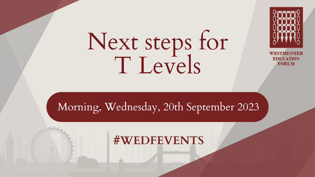 Join us on 20th September to hear from incredible speakers such as <a href="/educationgovuk/">Department for Education</a> @pearson_uk <a href="/John_Yarham/">John Yarham</a> <a href="/_engineeringuk/">EngineeringUK</a> and take the next steps for T Levels! 

Get your tickets and find out more: westminsterforumprojects.co.uk/conference/T-L…