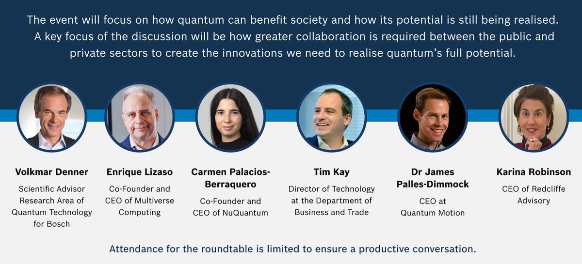 Quantum Motion Technologies (@quantum_motion) on Twitter photo Join our CEO, James Palles-Dimmock, for an exclusive roundtable discussion on "Quantum Technologies: the challenges and opportunities" for <a href="/BoschGlobal/">BoschGlobal</a>'s 125 years in the UK.
🗓️ 14 June
📷 8:30 am - 9:30 am
RSVP: Wilson.Janey@uk.bosch.com
#event #quantum #Bosch125 Join our CEO, James Palles-Dimmock, for an exclusive roundtable discussion on "Quantum Technologies: the challenges and opportunities" for <a href="/BoschGlobal/">BoschGlobal</a>'s 125 years in the UK.
🗓️ 14 June
📷 8:30 am - 9:30 am
RSVP: Wilson.Janey@uk.bosch.com
#event #quantum #Bosch125