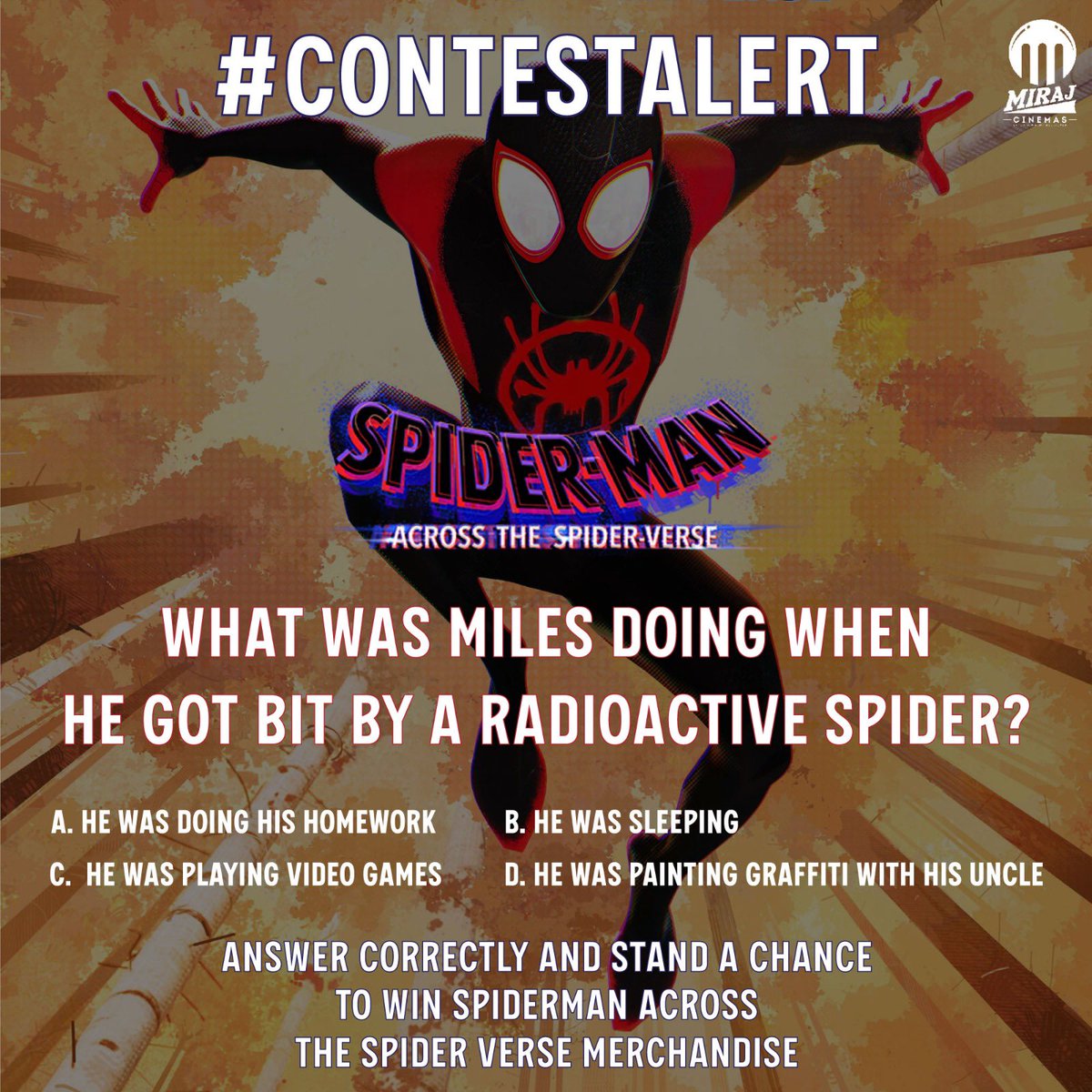 Attention people!! It’s your favourite SpiderMan in the house!! #ContestAlert We have something that will get you excited!! Answer all the questions and 5 lucky winners stand a chance to win #SpiderManAcrossTheSpiderVerse merchandise. To participate: 1. Follow us