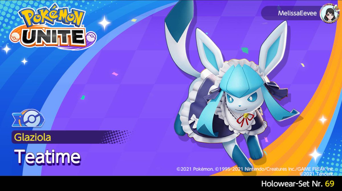 Melissa18021997's tweet photo. This outfit is very cute. 💛 #Glaceon #Glaziola #Pokémon #PokémonUNITE https://t.co/eUjDM7yS1t