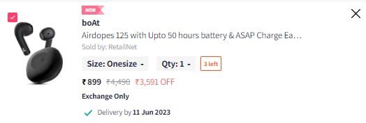 Grab : 

boAt Airdopes 125 with Upto 50 hours battery & ASAP Charge Earbuds at Rs.899

bit.ly/3IXk4PU