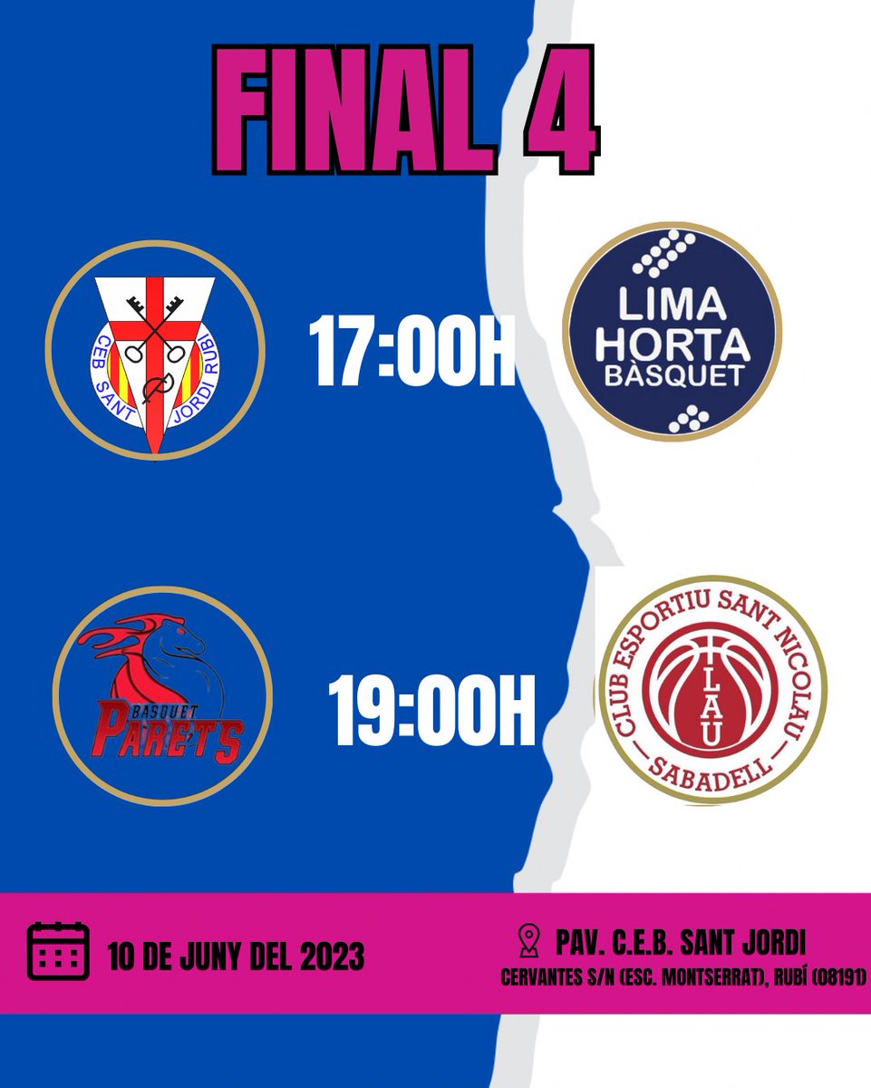Després d'una fase prèvia plena d'emoció i enfrontaments intensos, el nostre equip arriba a la final a quatre. Acompanyeu-nos en aquesta increïble jornada de bàsquet i sigues testimoni de moments inoblidables a la recerca de la final. 
Donem suport al nostre equip fins al final!