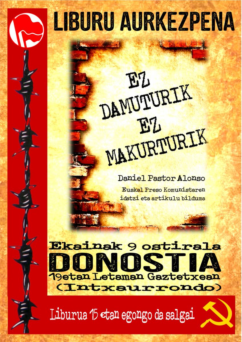 letaman's tweet photo. Ostiral honetan 'Ez damurik, ez makurturik' liburuaren aurkezpena egingo da gaztetxean. https://t.co/UPt1aCJxJd