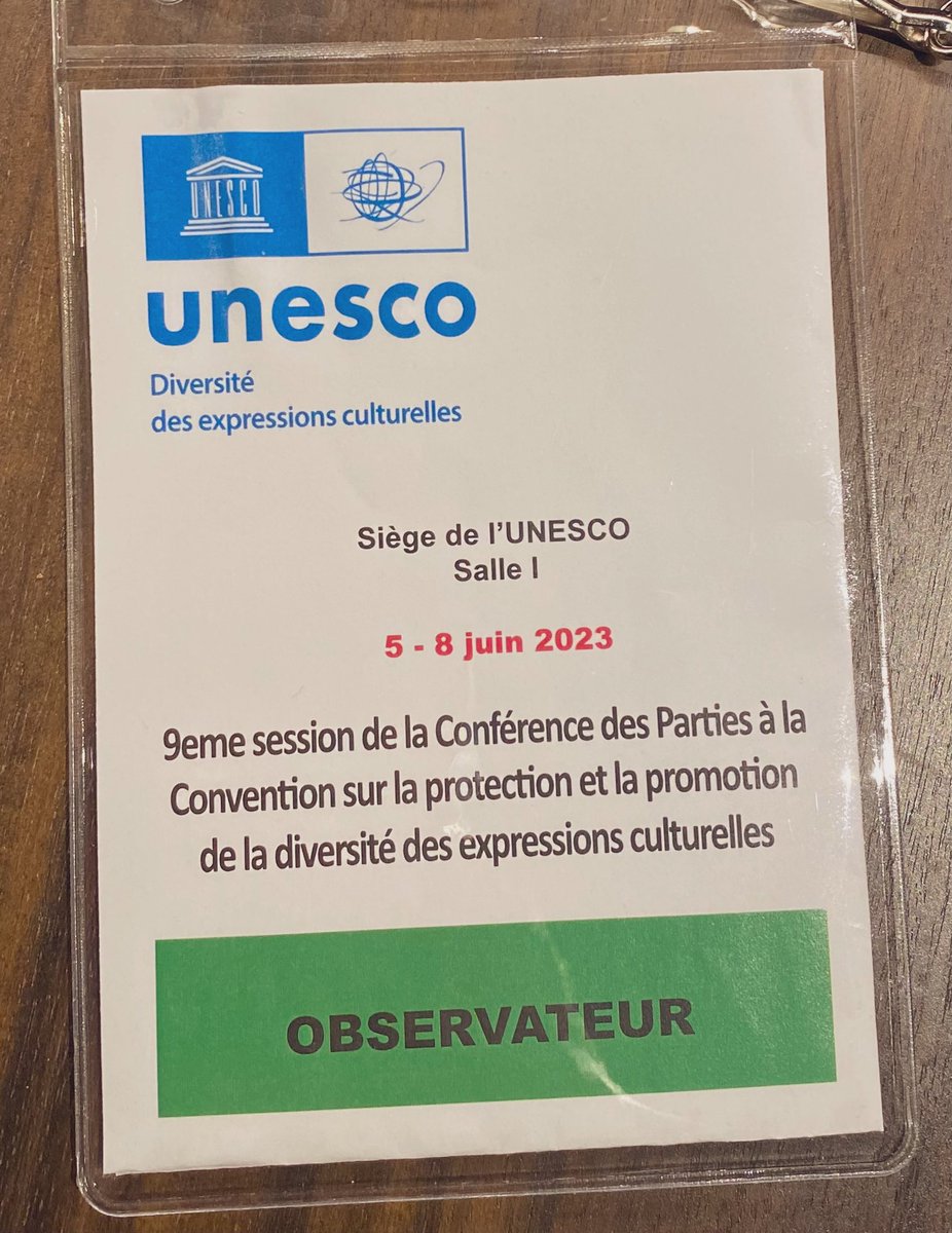 Chaire UNESCO diversité expressions culturelles (@chaireunescodec) on Twitter photo Coup d’envoi de la 9e Conférence des Parties à la Convention de 2005 au siège de l’<a href="/UNESCO_fr/">UNESCO en français</a> à Paris. La Chaire y sera représentée par <a href="/vguevremont/">Véronique Guèvremont</a> et <a href="/clvarin/">Clémence Varin</a> 👉unescodec.chaire.ulaval.ca/node/736 Coup d’envoi de la 9e Conférence des Parties à la Convention de 2005 au siège de l’<a href="/UNESCO_fr/">UNESCO en français</a> à Paris. La Chaire y sera représentée par <a href="/vguevremont/">Véronique Guèvremont</a> et <a href="/clvarin/">Clémence Varin</a> 👉unescodec.chaire.ulaval.ca/node/736