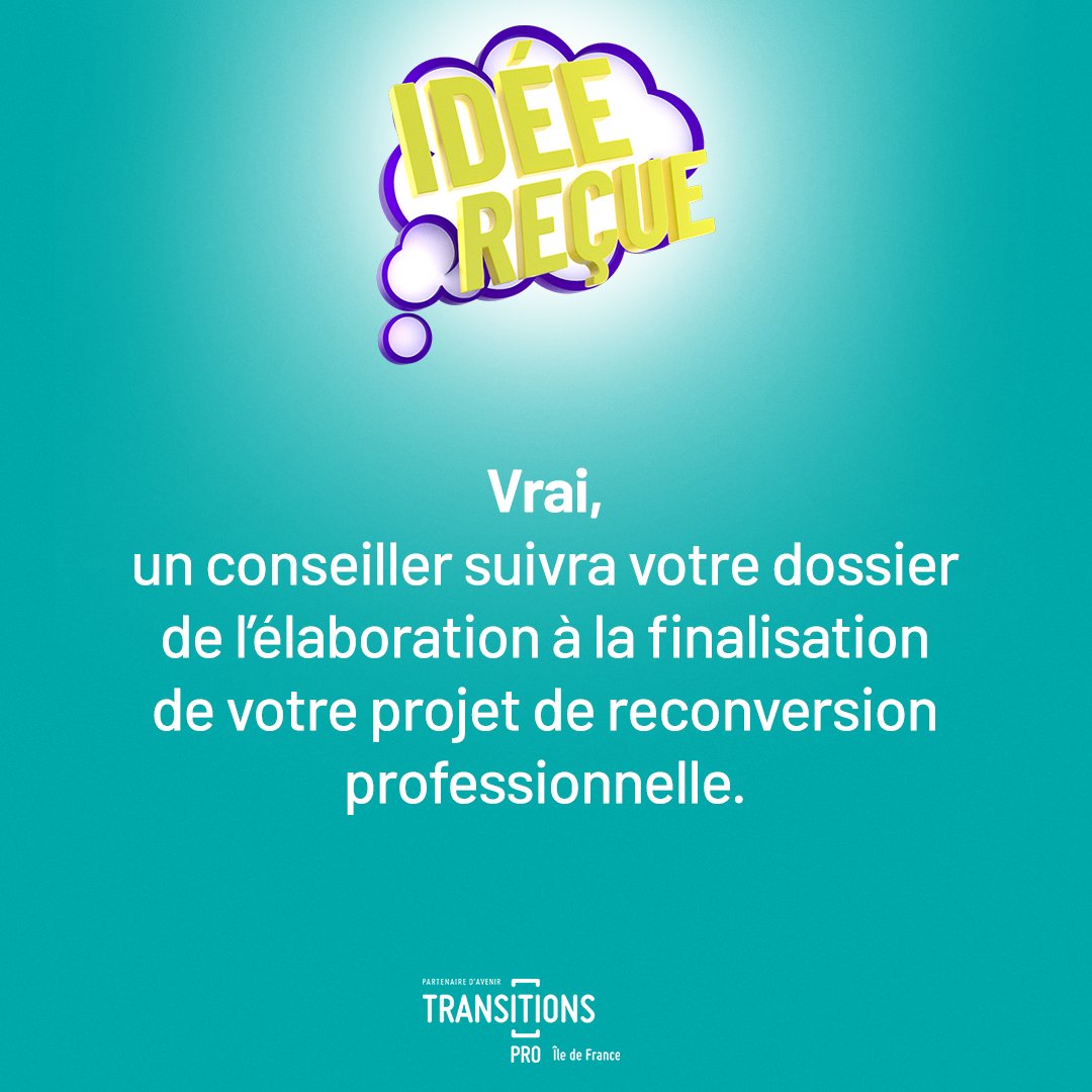 TPro_IDF's tweet image. [#IDÉEREÇUE]
Avec Transitions Pro Île-de-France pour ma reconversion professionnelle, je suis accompagné et conseillé.
VRAI❗

#transitionspro #PTP #Transco #reconversionprofessionnelle #rh #formationprofessionnelle #métier #emploi #financement #reconvertir #IDF #salariés #paris