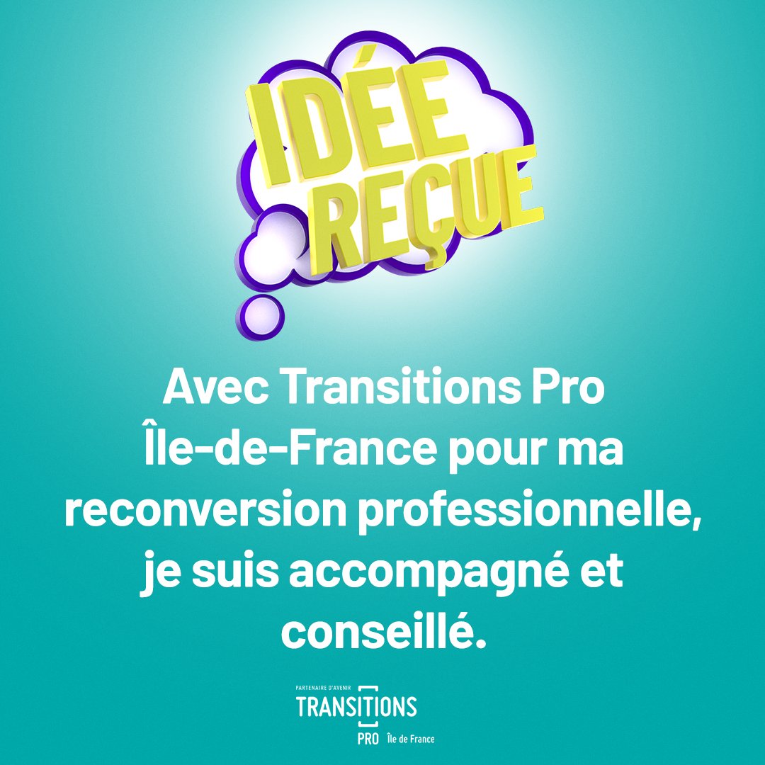 TPro_IDF's tweet image. [#IDÉEREÇUE]
Avec Transitions Pro Île-de-France pour ma reconversion professionnelle, je suis accompagné et conseillé.
VRAI❗

#transitionspro #PTP #Transco #reconversionprofessionnelle #rh #formationprofessionnelle #métier #emploi #financement #reconvertir #IDF #salariés #paris