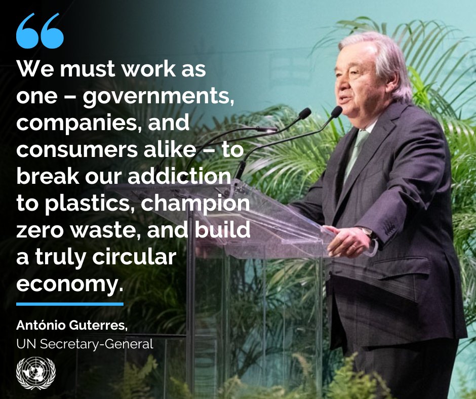 “We must work as one – governments, companies, and  consumers alike – to break our addiction to plastics, champion zero  waste, and build a truly circular economy.” 

– Secretary-General António  Guterres’s message on World #EnvironmentDay

#ClimateAction