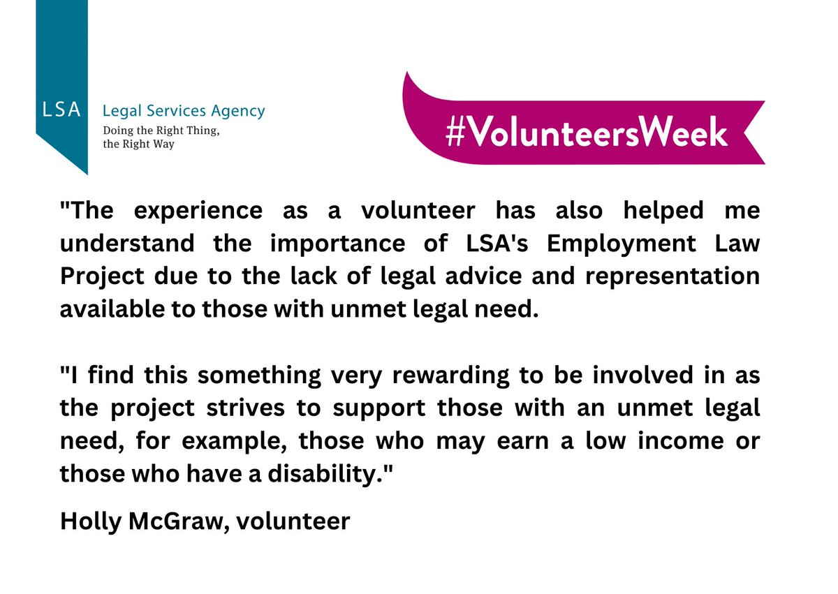 Legal Services Agency on Twitter "Holly has been volunteering with the