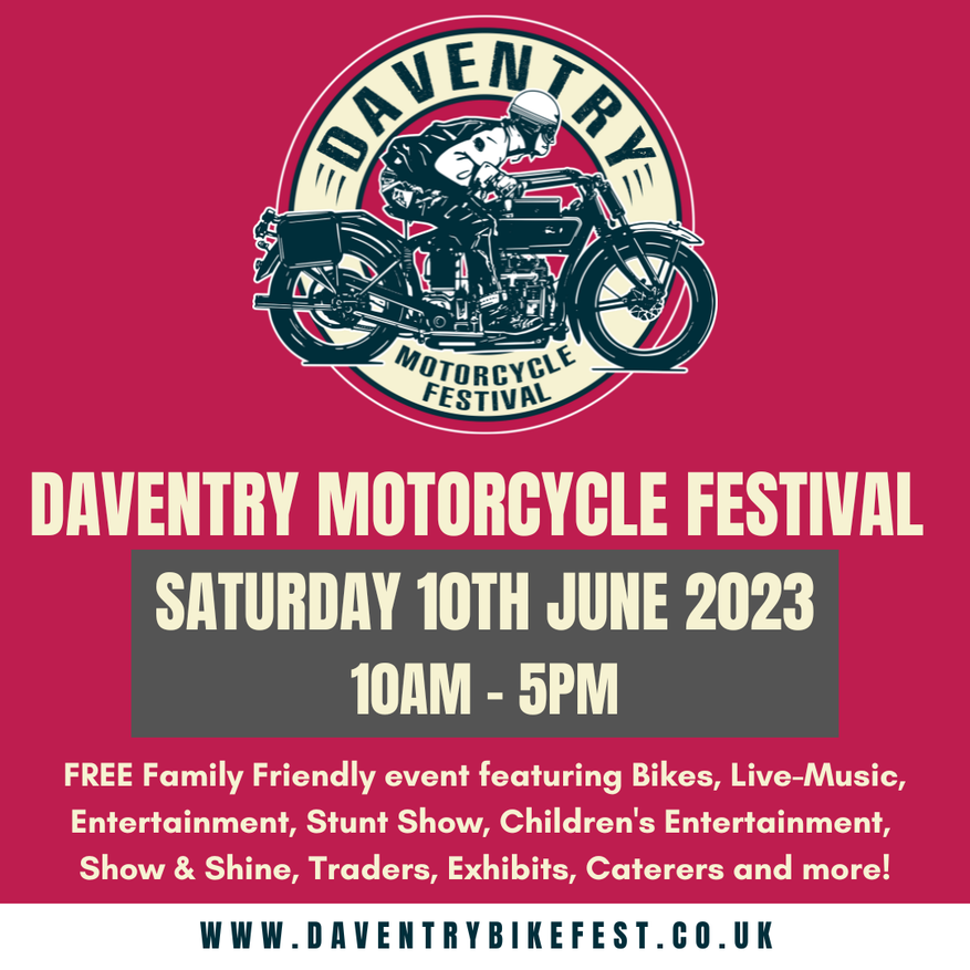 thetravellocker's tweet photo. Daventry Motorcycle Festival this Saturday 10th June 2023 from 10:00-17:00 in the centre of Daventry. It's purpose is to promote and support the local community @Daventry_TC #daventry #northants https://t.co/1c5lshNjT9 https://t.co/wOh2StZlDl #discoverdaventry https://t.co/C6kEEDgkND