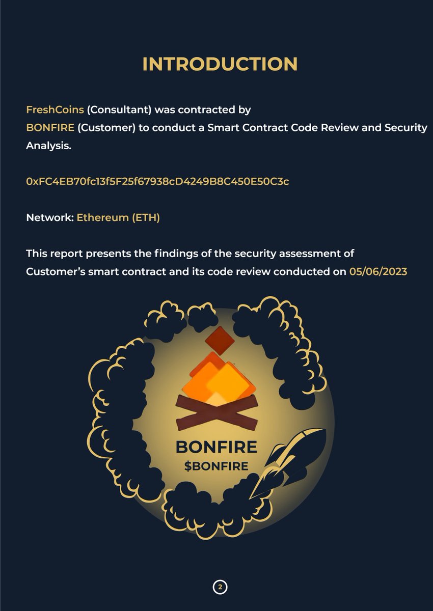 #BONFIRE token is safe, it is audited by @FreshCoinsIo and passed!