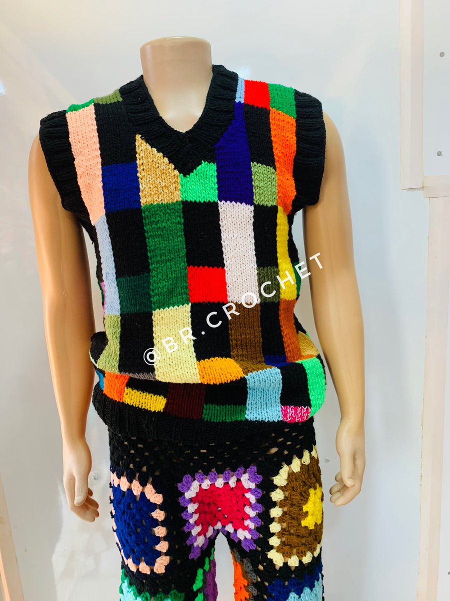 Crochet knitted vest that I made with so much love♥️ 
Coat of many colors in a knitted form 

Price: 25k 

#KnittingPattern #wearcrochet #viralpost #supportthehustle