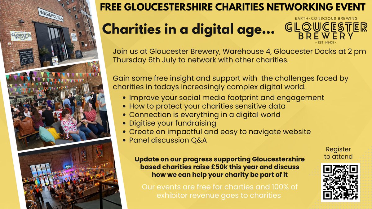 𝗖𝗵𝗮𝗿𝗶𝘁𝗶𝗲𝘀 𝗶𝗻 𝗮 𝗗𝗶𝗴𝗶𝘁𝗮𝗹 𝗔𝗴𝗲 🌐

#Gloucestershire charities can gain free insight into a range of topics & access support with the challenges they face in todays increasingly digital world. bit.ly/3qs8lT7. #gloscharity #bcorp #wegobeyond #networking