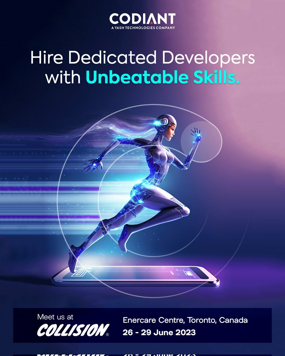 CODIANTSoftware's tweet image. Expand Your Team with the Best #Mobile App and #Web Developers.

Join us at @CollisionHQ  to brief us about your project, Schedule a meeting at: calendly.com/codiant/collis…

📅 Date: June 26-29, 2023
🌍 Location: Enercare Centre

#mobileappsdevelopment #websitedevelopment #collision
