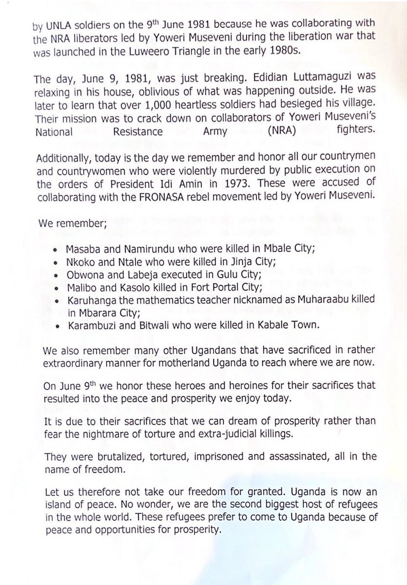 twijukyeobed's tweet photo. On the 9th of June 2023, #Uganda will be celebrating the 34th Heroes Day. The celebrations will take place at Kasaala Catholic Parish Grounds in Butuntumula Sub-County in Luwero District. #HeroesDay23

Press Statement🚦🚥 by @millybabalanda. @UgandaMediaCent https://t.co/3znsjZ0pyJ