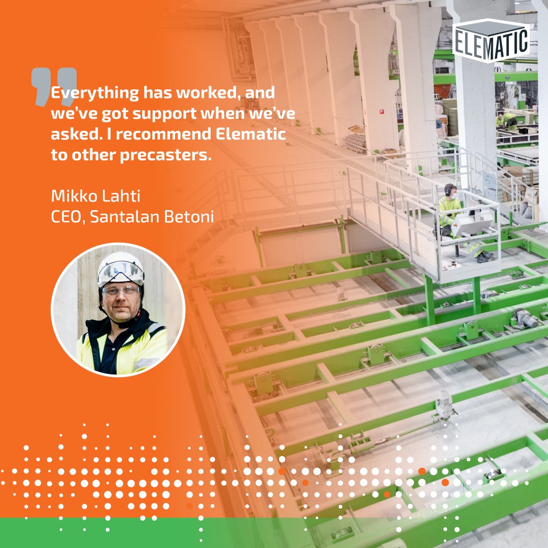 Santalan Betoni designed its modern and highly efficient circulation line layout in cooperation with Elematic. CEO Mikko Lahti has been happy with the partnership. Read the full story 👉 bit.ly/3NVpIFJ #precastconcrete #wallproduction #thefuturerunsgreen