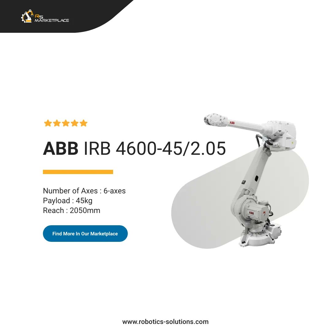 rsm_robotics's tweet photo. ABB IRB 4600-45/2.05 – the ultimate pick and place solution for your manufacturing needs. This innovative robot provides the perfect combination of speed, precision, and flexibility to handle a wide range of applications. >>> https://t.co/8nefSCHMsf https://t.co/nLdJfCital