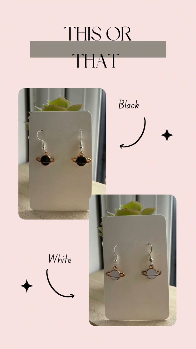 This or That Tuesday!🌸

This weeks this or that is choosing between black or white planets?🪐🖤🤍
comment your thoughts below👇🏻 

find them here: buff.ly/3Ao4Ezn 🖤

buff.ly/41SCJ6A 🤍

#earrings #jewellery #thisorthat #black #planets #white #smallbusiness #uk
