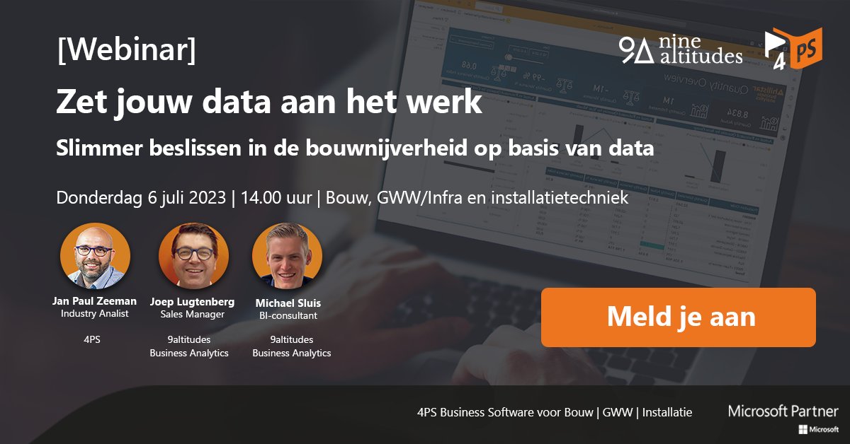📣 Webinaralert! Schrijf je in voor onze webinar op 6 juli en geef jouw bedrijf een zetje richting datagedreven werken 🌟
 
Haal ook meer waarde uit jouw bedrijfsdata en krijg inzicht in jouw volledige bedrijfsvoering 👇🏽

ow.ly/oWTm50OFpEs