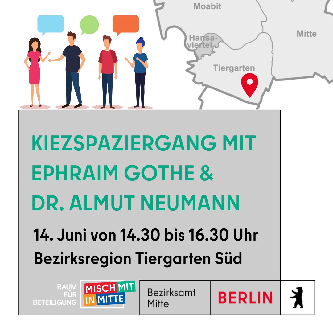 Bezirksamt Mitte (@ba_mitte_berlin) on Twitter photo Der nächste Kiezspaziergang mit <a href="/almut_neumann/">Almut Neumann</a> & Ephraim Gothe führt am 14.6. durch die Bezirksregion Tiergarten Süd. Start ist 14.30 Uhr im JugendKulturZentrum PUMPE in der Lützowstraße. Was es an dem Tag sonst noch zu entdecken gibt, erfahrt ihr hier ➡️t1p.de/1g305 Der nächste Kiezspaziergang mit <a href="/almut_neumann/">Almut Neumann</a> & Ephraim Gothe führt am 14.6. durch die Bezirksregion Tiergarten Süd. Start ist 14.30 Uhr im JugendKulturZentrum PUMPE in der Lützowstraße. Was es an dem Tag sonst noch zu entdecken gibt, erfahrt ihr hier ➡️t1p.de/1g305