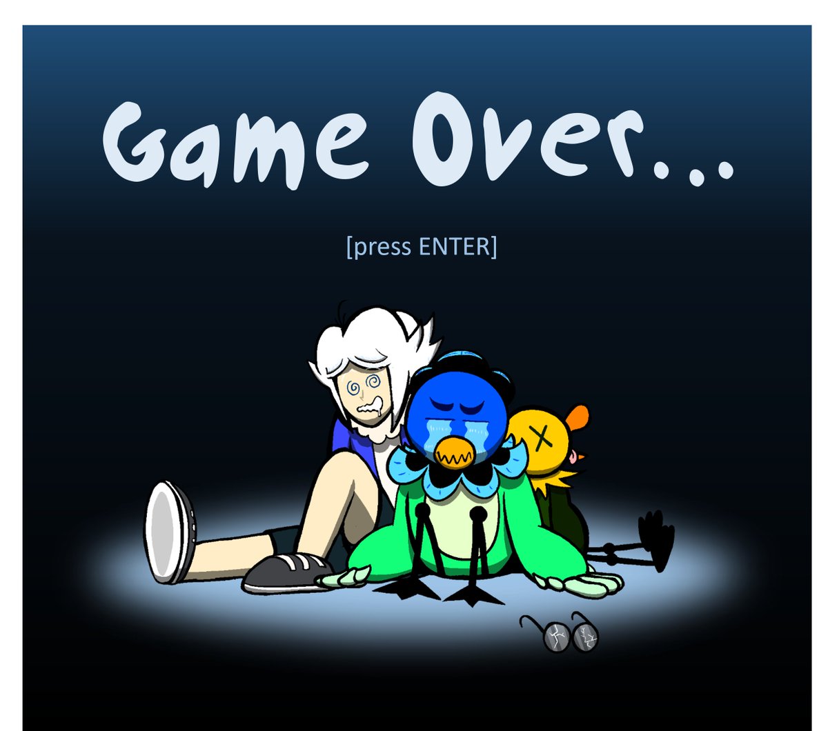 WanderingStudi2's tweet photo. Game Over
#Drawing #OC #doodles #gameover #defeat #videogameart https://t.co/ULR6F711qC