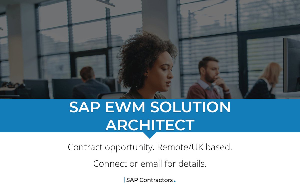 CONTRACT OPPORTUNITY: SAP EWM Solution Architect
Rate: £800 per Day
Location: Remote, UK

For details, please contact Lauren Smith on Lauren.Smith@sapcontractors.com
 
@SAP #SAPJobs #S4HANA #EWM #SAPERP #Cloud