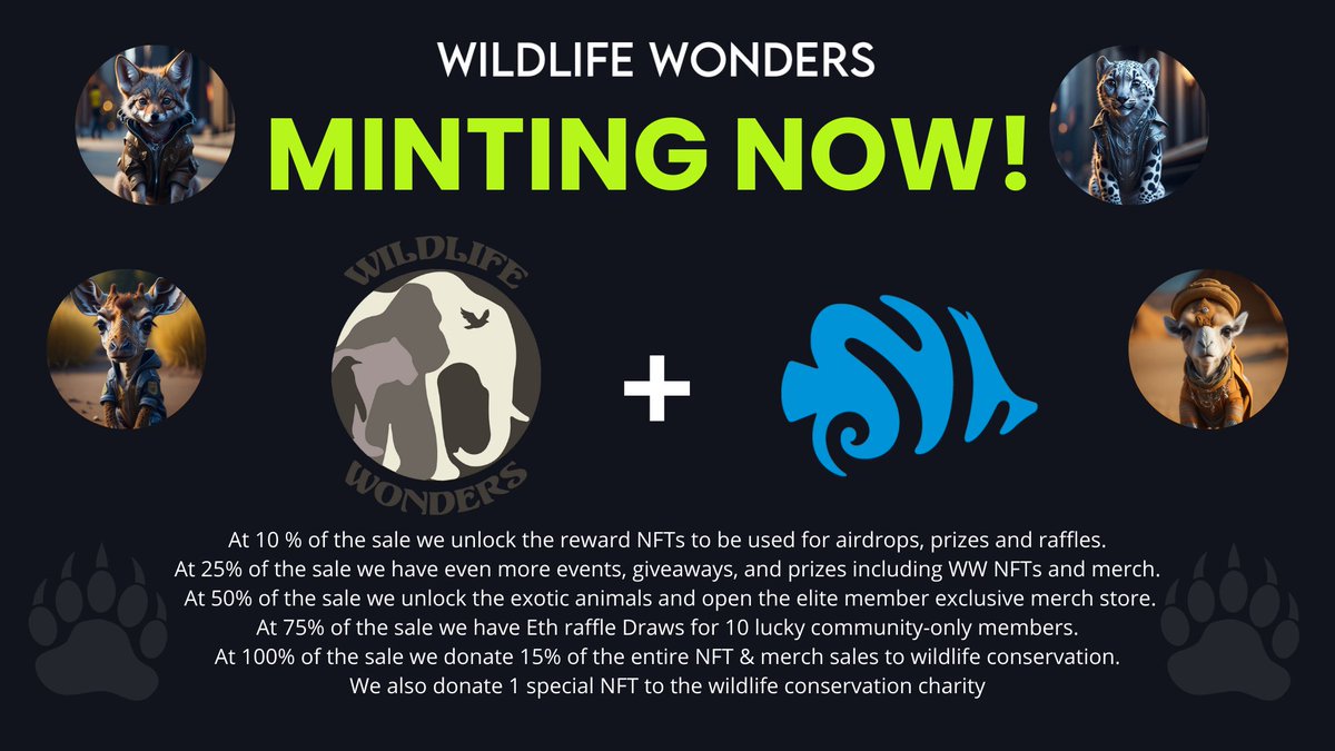 TheBlueSkyNFT's tweet image. Hello Friends,
Our Artist of the Week @WildlifeWnders NFT's are MINTING NOW!
Visit 👇
wildlifewonders.xyz/mint
“MOST IMPORTANT🔥”
15% will be donated to Wildlife Conservation.
Discord Link 👇
discord.gg/vNrs3EXrA6
.
.
.
#WildlifeWonders #NFT #NFTartist #NFTCollection #wildlife…