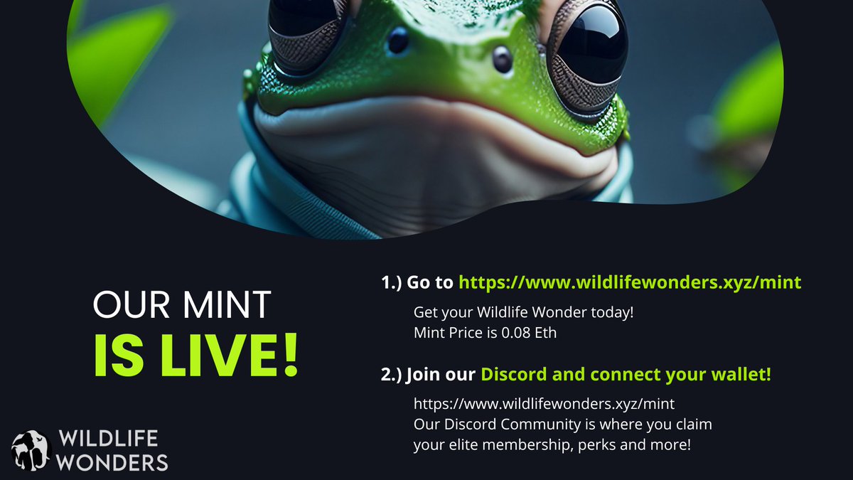 BlueSky NFT (@theblueskynft) on Twitter photo Hello Friends,
Our Artist of the Week <a href="/WildlifeWnders/">Wildlife_Wonders</a> NFT's are MINTING NOW!
Visit 👇
wildlifewonders.xyz/mint
“MOST IMPORTANT🔥”
15% will be donated to Wildlife Conservation.
Discord Link 👇
discord.gg/vNrs3EXrA6
.
.
.
#WildlifeWonders #NFT #NFTartist #NFTCollection #wildlife Hello Friends,
Our Artist of the Week <a href="/WildlifeWnders/">Wildlife_Wonders</a> NFT's are MINTING NOW!
Visit 👇
wildlifewonders.xyz/mint
“MOST IMPORTANT🔥”
15% will be donated to Wildlife Conservation.
Discord Link 👇
discord.gg/vNrs3EXrA6
.
.
.
#WildlifeWonders #NFT #NFTartist #NFTCollection #wildlife