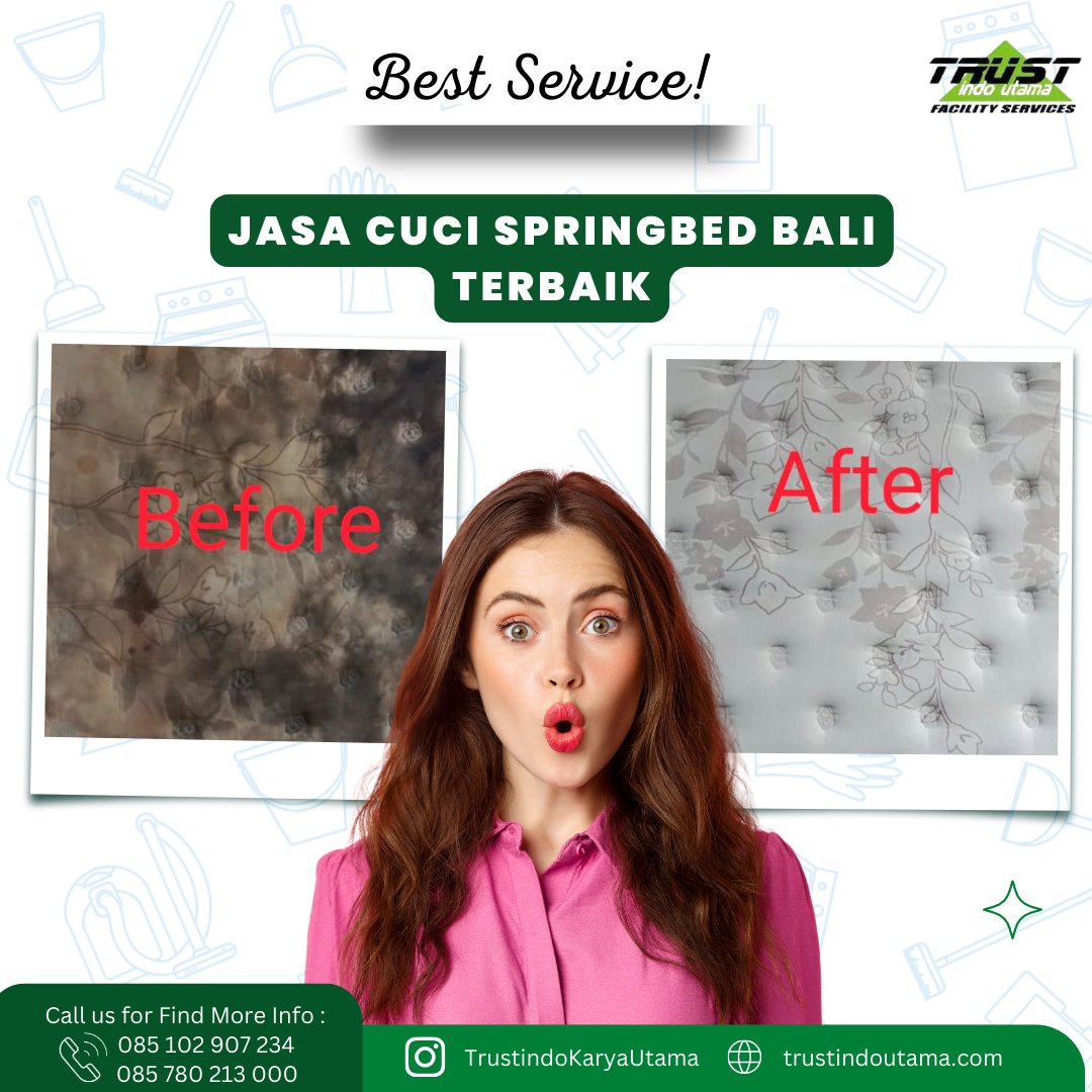 trustindoutama's tweet image. #JasaCuciSpringbed #SpringbedBersih #TidurNyaman #KesehatanKeluarga #HematWaktu #TimAhli #BahanKimiaRamahLingkungan #LayananPelangganResponsif #GaransiPembersihan #SpringbedTerawat #TidurBerkualitas #SpringbedProfesional #SpringbedSehat

trustindoutama.com/jasa-cuci-spri…