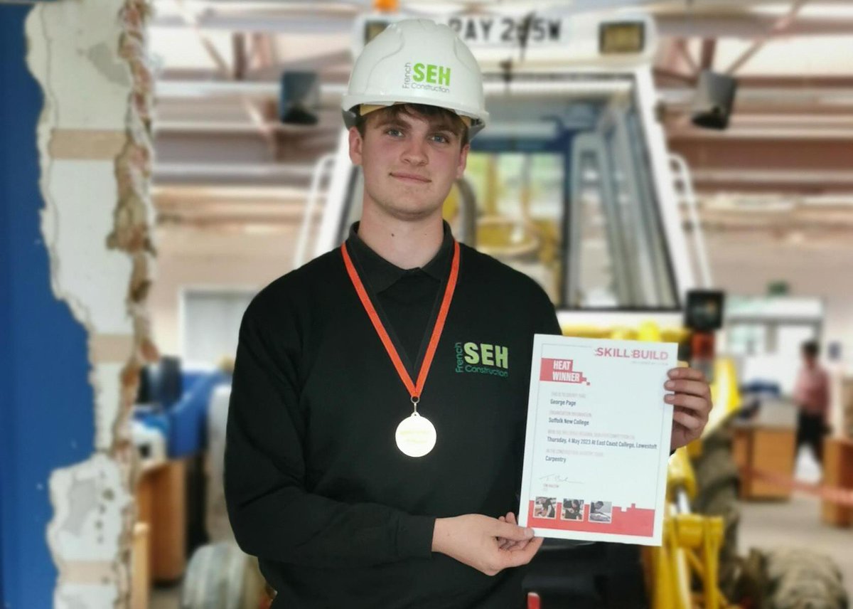SEHFrench's tweet image. Huge congratulations to our carpentry apprentice George Page! 

He came first in the regional leg of SkillBuild after impressing judges with his traditional hand cut roof. 

He&apos;ll be off to the finals in November - great work! 

#Construction #SkillBuild @GoConstructUK @CITB_UK