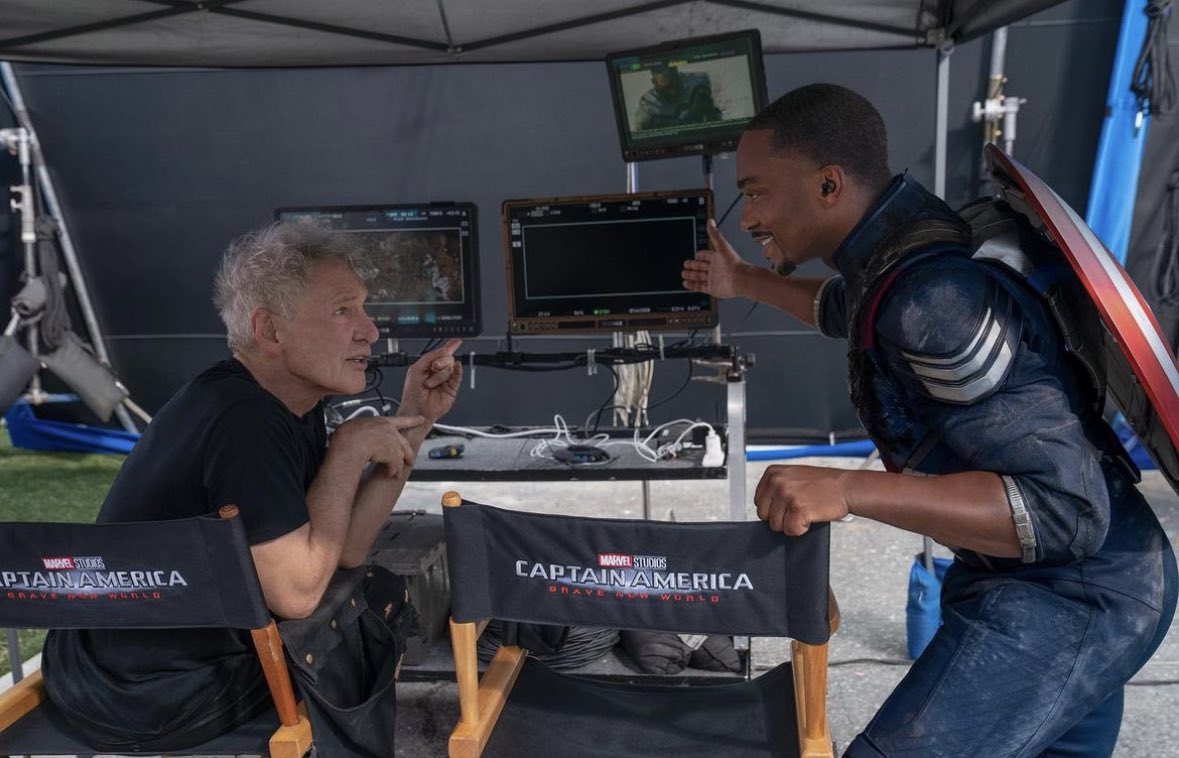 Anthony Mackie and Harrison Ford on the set of ‘CAPTAIN AMERICA: BRAVE NEW WORLD.’