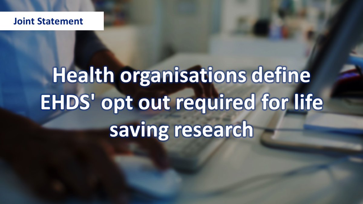 🌐#Healthdata can power #research and #innovation and save lives.
⚕️ 32 European patient organisations, medical associations, research institutes and #healthcare companies express their recommendations for #EHDS opt-out clause.
Read the full statement ➡️bit.ly/43NVBER