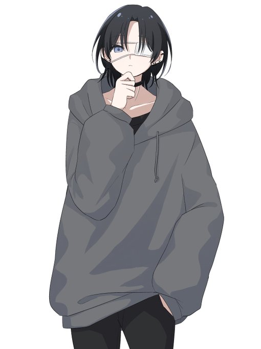 「black hair grey hoodie」 illustration images(Latest)｜5pages