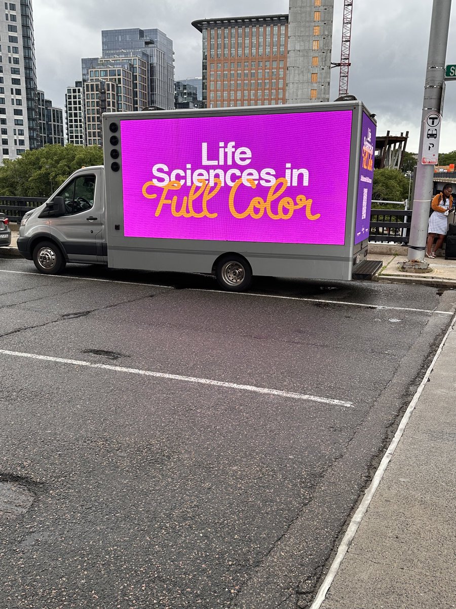 Pretty epic. Truck displaying Life Sciences in Full Color outside #BIO2023!!! ⁦@IgniteLC⁩ ⁦@IAmASTEM⁩ ⁦@LabCentral⁩ ⁦@JFruehauf⁩. My biotech world colliding into inspiring the next gen of biotech leaders!!! A gratitude-filled end to Day 1 at BIO 🥲
