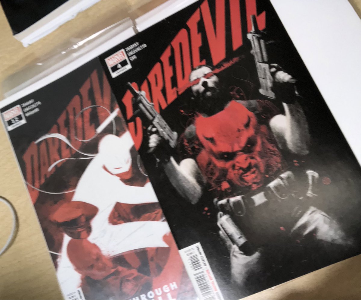 Now I’m going to get into this #ChipZdarsky run of #Daredevil. Read the first 3 and it’s great so far. I let my comics build up and then binge read them (it’s easier for me to keep up) in my down time.