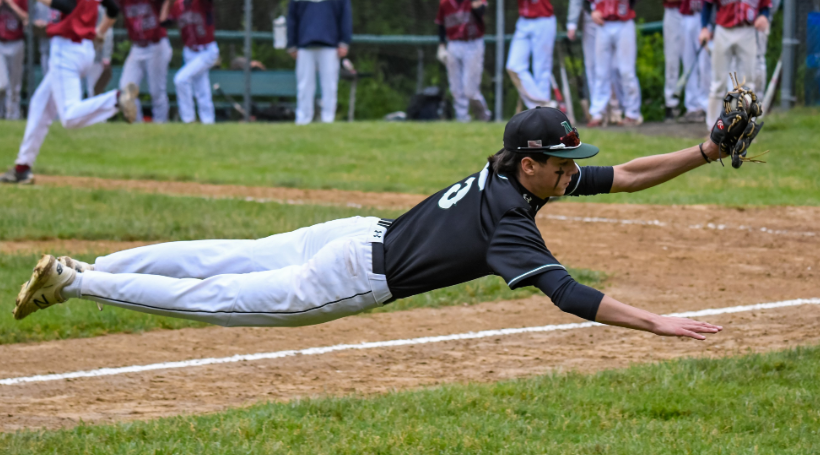 MHSHornetBASEBL's tweet photo. Really no words needed to describe this picture. Just @Sam_martin2023 being a SELFLESS player, laying out to prevent a bunt in the 7th inning. He has been an absolute ROCK for us at third base, middle of lineup bat, and overall a great person, teammate, and CAPTAIN. #WWACD https://t.co/fNbMeeFm65