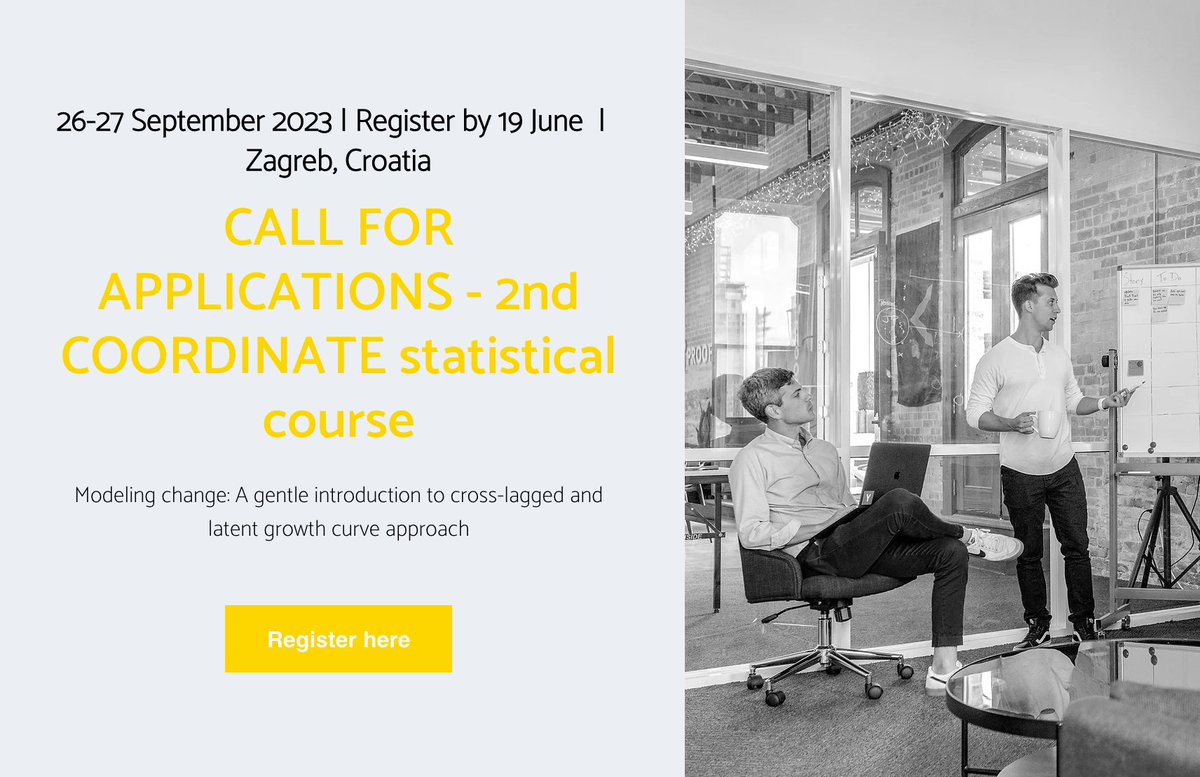 ⏰Apply before 19th June!!!

💸Free statistical course on cross-lagged mediation analysis and latent growth curve analysis! 

📅26th - 27th Sept 2023, Zagreb, Croatia🇭🇷

🪙Some travel &amp; accommodation support available!
<a href="/crossda_data/">CROSSDA</a> <a href="/coordinate_eu/">Coordinate Network (EU)</a>

More: cessda.eu/Events/CESSDA-…