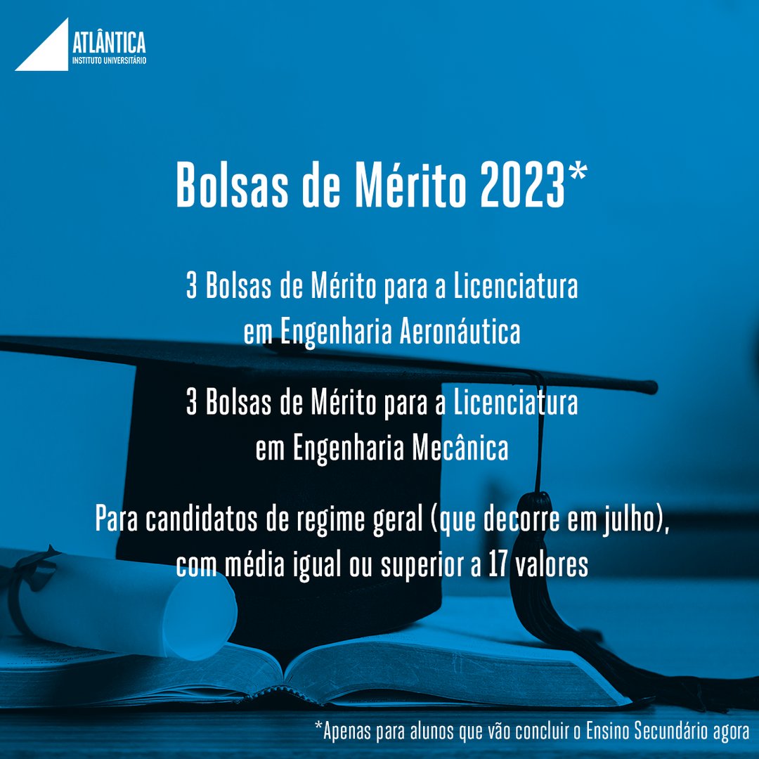 Vamos oferecer 3 Bolsas de Mérito para a Licenciatura em Engenharia Aeronáutica e 3 para a Licenciatura em Engenharia Mecânica, aos alunos com média igual ou superior a 17 valores. 💯

Apenas para candidatos de Regime Geral e para os que concluirem o ensino secundário agora. 😉
