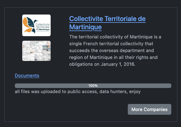 #Rhysida #ransomware group claims to have #hacked the Collectivité Territoriale de Martinique, a French 🇫🇷territory in the Caribbean Sea...
@servicepublicfr