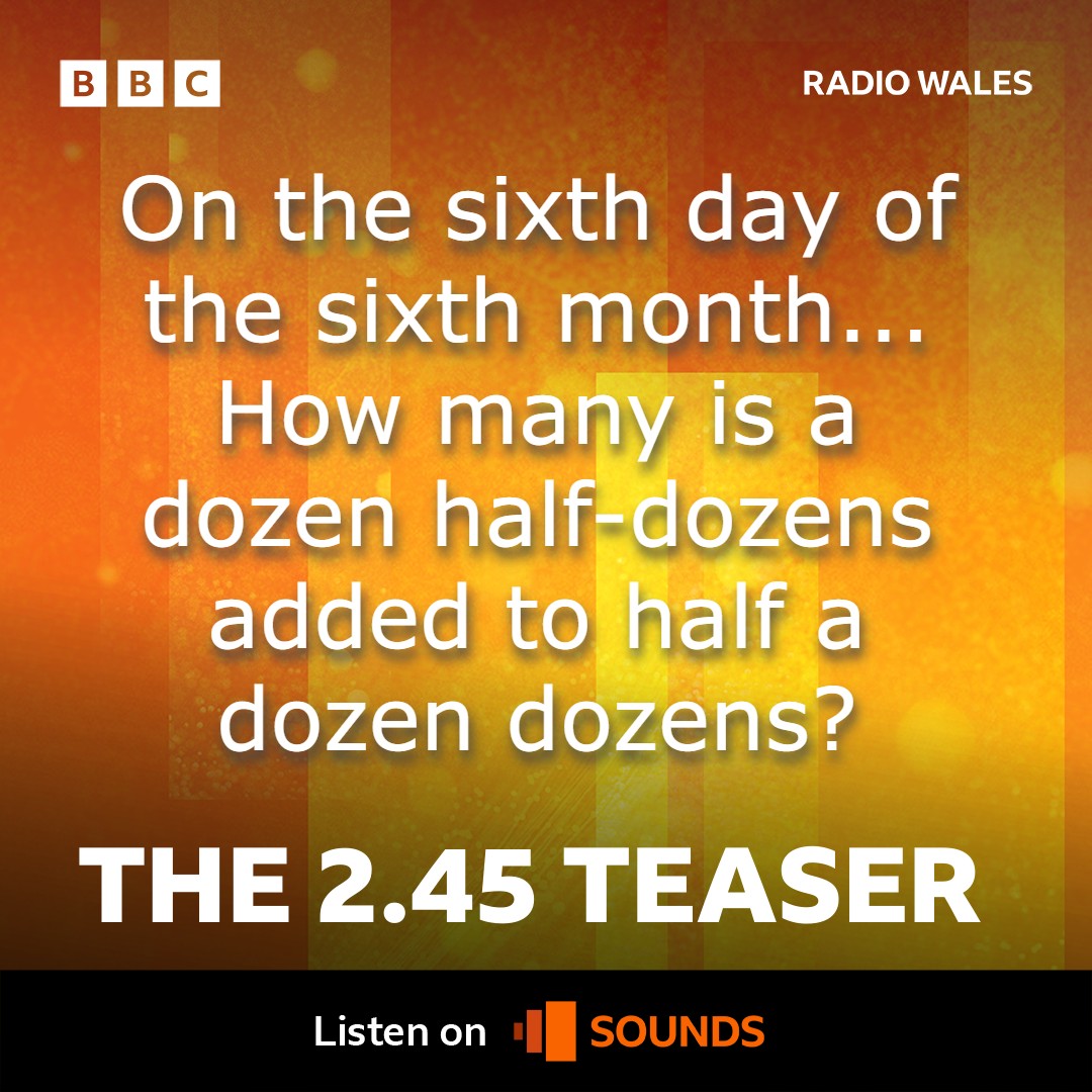 It's time for Tuesday's 2.45 Teaser... 

Can you solve today's Teaser?

Share your answer with us by commenting below or call, text or email us... 

📞03700 100 110
📱 8 10 12
📧 AnnaAfternoons@bbc.co.uk